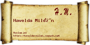 Havelda Milán névjegykártya